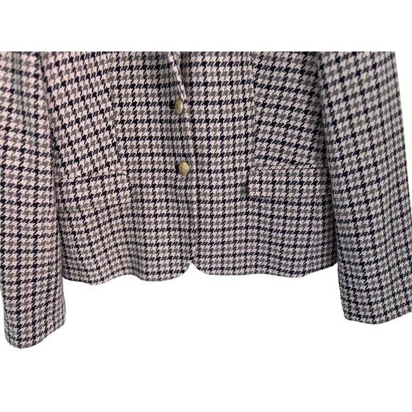 J.Crew Regent Houndstooth Blazer Gold Buttons Wool Blend Lined Size 14 - Picture 5 of 11